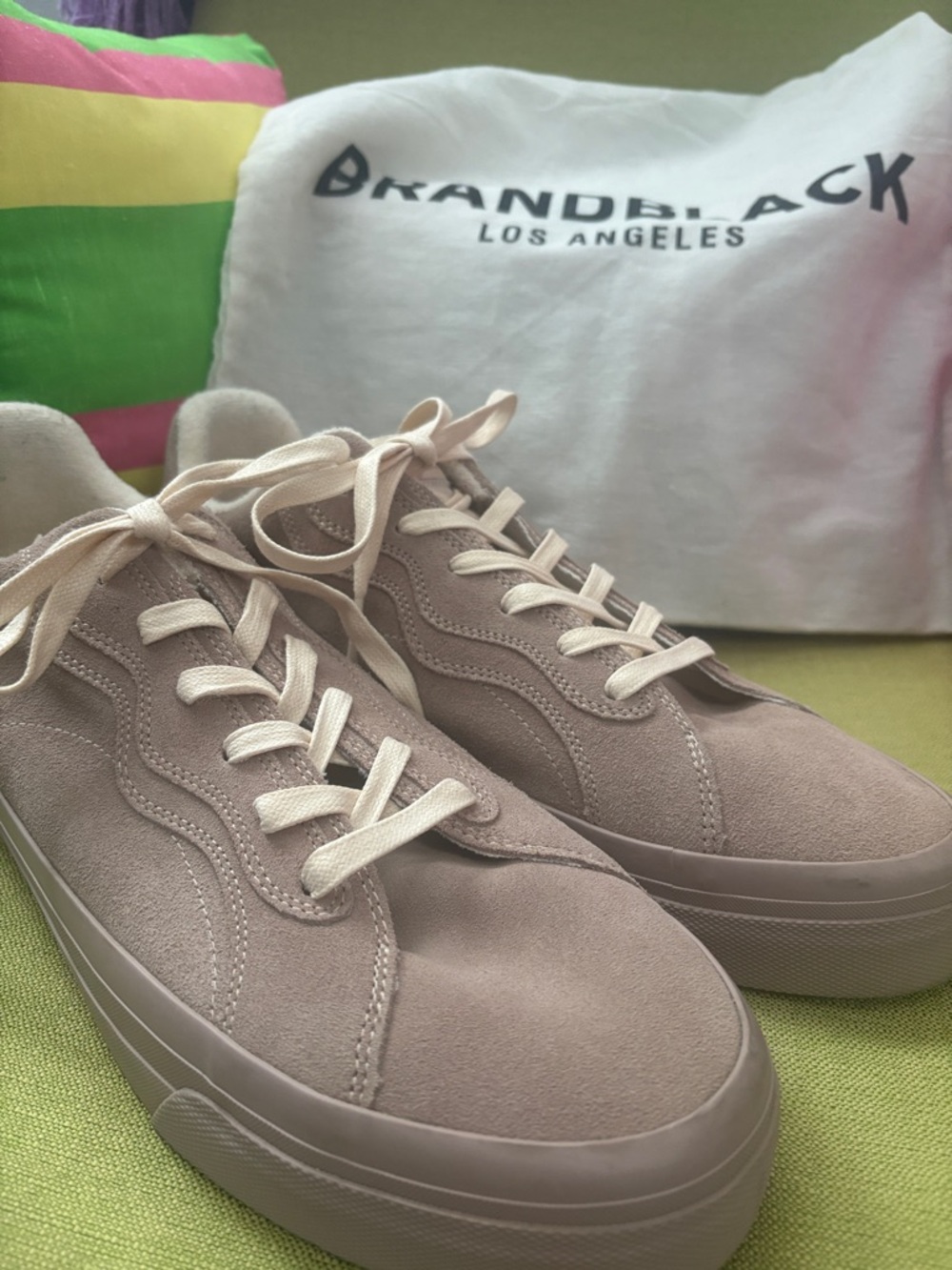 Brandblack Men’s Suede Sneakers in Taupe with Cream Laces